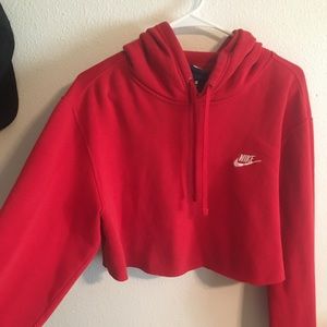 trendy cropped red nike hoodie